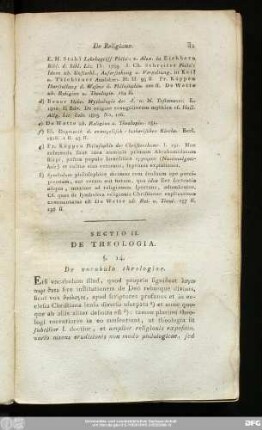 Sectio II. De Theologia.