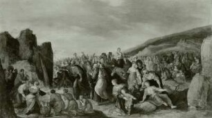 Moses schlägt Wasser aus dem Felsen