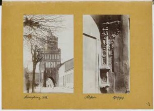 Bernikower Tor, Königsberg/Neumark / Schloss Küstrin: Ansicht Königsberg, Detail Küstrin (aus: Skizzen- und Fotoalbum 12)