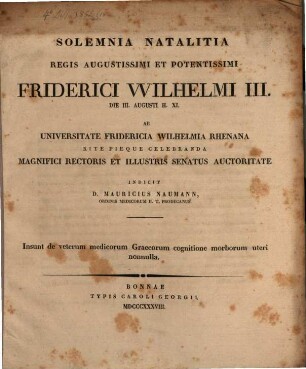 De veterum medicorum graecorum cognitione morborum uteri, nonnulla
