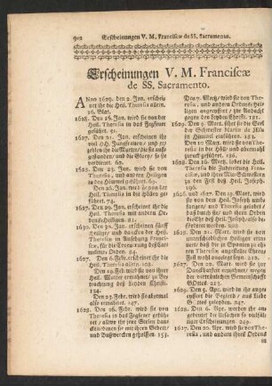 Erscheinungen V. M. Franciscae de SS. Sacramento