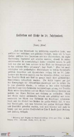 Kaisertum und Kirche im 10. Jahrhundert