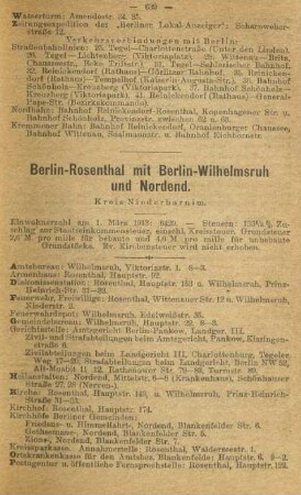 Berlin-Rosenthal mit Berlin-Wilhelmsruh und Nordend