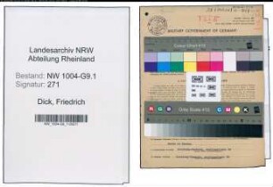 Entnazifizierung Friedrich Dick , geb. 21.02.1876 (Bauunternehmer)