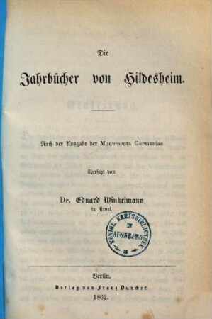 Die Jahrbücher von Hildesheim