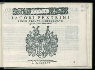 Jacobus Peetrinus: Liber primus motectorum quinque vocum