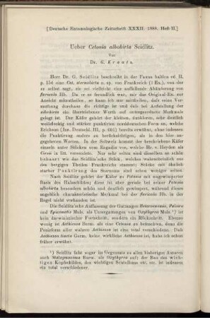 Ueber Cetonia albohirta Seidlitz.