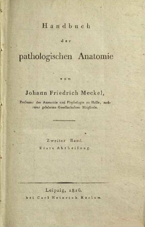 Handbuch der pathologischen Anatomie. 2,1
