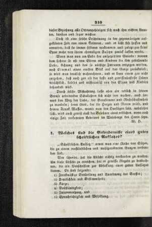 Welches sind die Erfordernisse eines guten schriftlichen Aufsatzes?