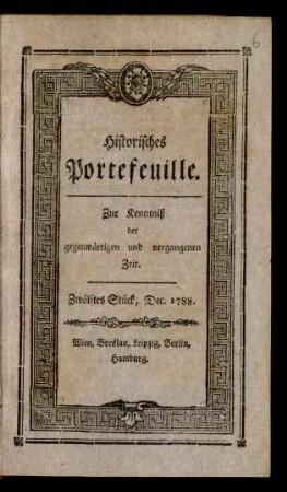 12. Stück (Dec. 1788): Historisches Portefeuille