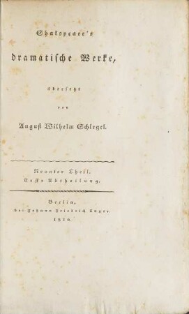 Neunter Theil. Erste Abtheilung: [...]