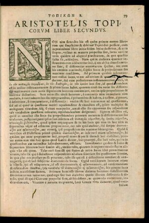 Aristotelis Topicorum Liber Secundus.