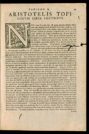 Aristotelis Topicorum Liber Secundus.