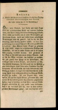 1. Erster Abschnitt des fünften Buchs der Tustulanischen Unterredungen des Cicero