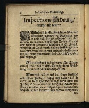 Inspections-Ordnung/ welche also lautet :