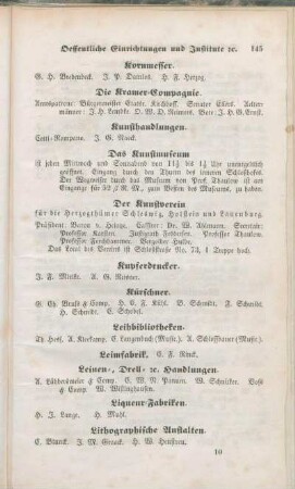 Leihbibliotheken. Leimfabrik. Leinen-, Drell- [et]c. Handlungen. Liqueur-Fabriken. Lithographische Anstalten. [Der Lombard.]