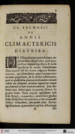 Cl. Salmasii de annis climactericis diatriba