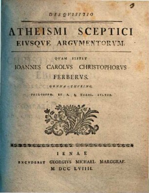 Disqvisitio Atheismi Sceptici Eivsqve Argvmentorvm