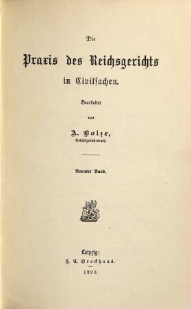 Praxis des Reichsgerichts in Civilsachen, 9. 1890