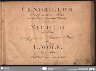 Cendrillon : Opera en trois Actes avec les Paroles francaises et allemandes