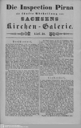 Porschendorf, Liebethal, Lichtenhain, Sadisdorf : 31. Lieferung