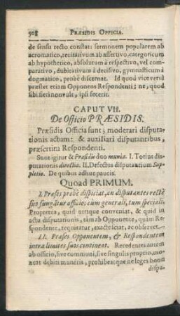 Caput VII. De Officio Praesidis