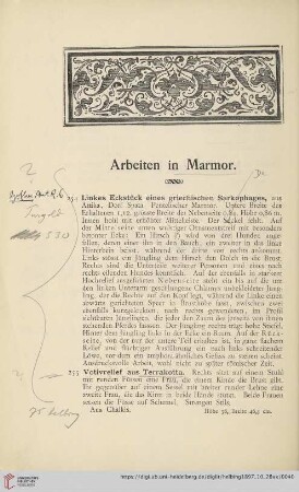 Arbeiten in Marmor (Nr. 254 - 264)