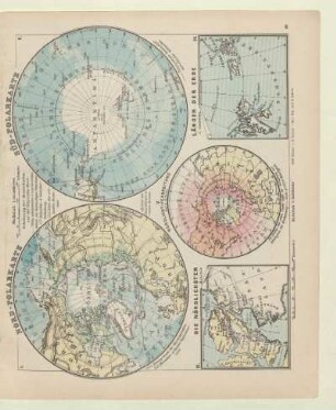 Nord-Polarkarte, Süd-Polarkarte, Die Nördlichsten Länder der Erde, Nordlicht-Verbreitung