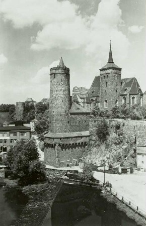 Bautzen, Alte Wasserkunst und Michaeliskirche. Ansicht von Süden