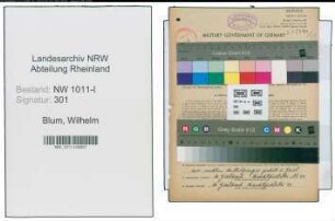 Entnazifizierung Wilhelm Blum , geb. 06.09.1904 (Reparaturschlosser)