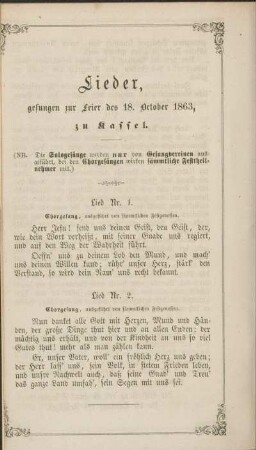 Lieder, gesungen zur Feier des 18. October 1863, zu Kassel.