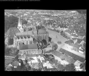 Erfurt, Dom, Domplatz und Severikirche; Altstadt von Süden