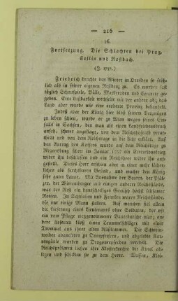 16. Fortsetzung. Die Schlachten bei Prag, Collin und Roßbach. (J. 1757.)