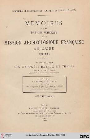 Band 1: Les hypogées royaux de Thèbes: Le tombeau de Séti Ier