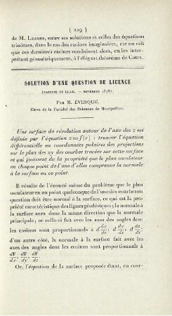 Solution d'une question de licence.