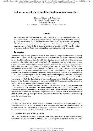 Just for the record, CMDI should be about semantic interoperability