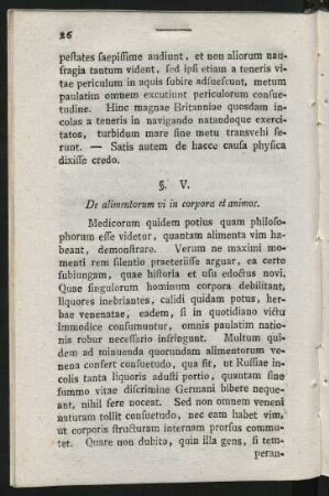 §. V. De alimentorum vi in corpora et animos.