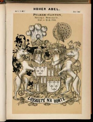 Taf. 296. Pelham-Clinton, Herzog v. Newcastle. Dipl. v. 13. XI. 1756.