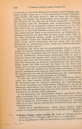 500-501 [Rezension] Thomas von Aquin, Heiliger, Texte de l'édition Léonine