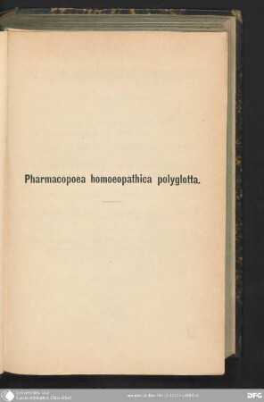 Pharmacopoea homoeopathica polyglotta