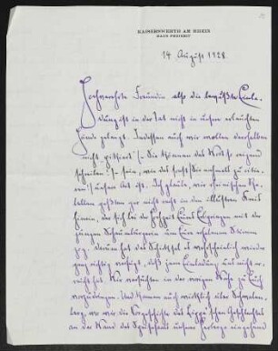 Brief von Herbert Eulenberg an Margarete Hauptmann