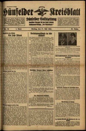 Erste Ausgabe vom Freitag, den 17. Juli 1942.