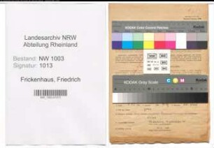 Entnazifizierung Friedrich Frickenhaus , geb. 14.11.1887 (Buchhaendler)