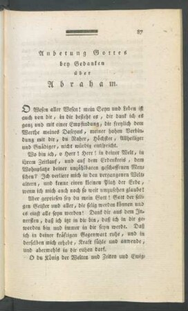 Anbetung Gottes bey Gedanken über Abraham