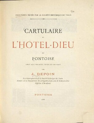 Cartulaire de l'Hôtel-Dieu de Pontoise