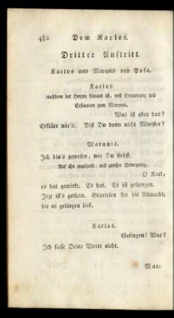 Dritter Auftritt. Karlos und Marquis von Posa