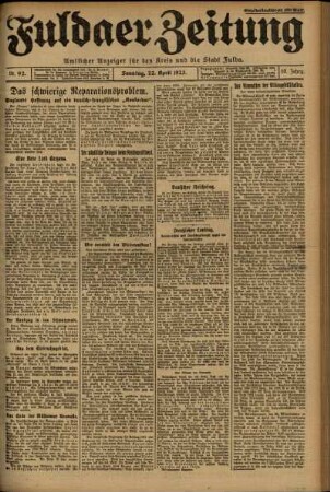Erste Ausgabe vom Sonntag, den 22. April 1923.