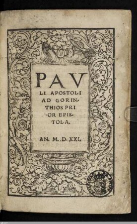 Pavli Apostoli Ad Corinthios Prior Epistola