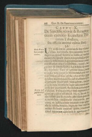 Caput X. De Sanctificationis & Renovationis exercitio secundum Primam Tabulam, seu officiis interni cultus Dei.
