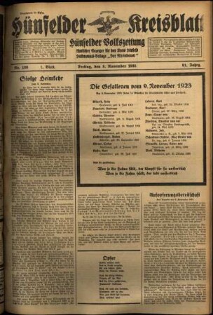 Erste Ausgabe vom Freitag, den 08. November 1935.